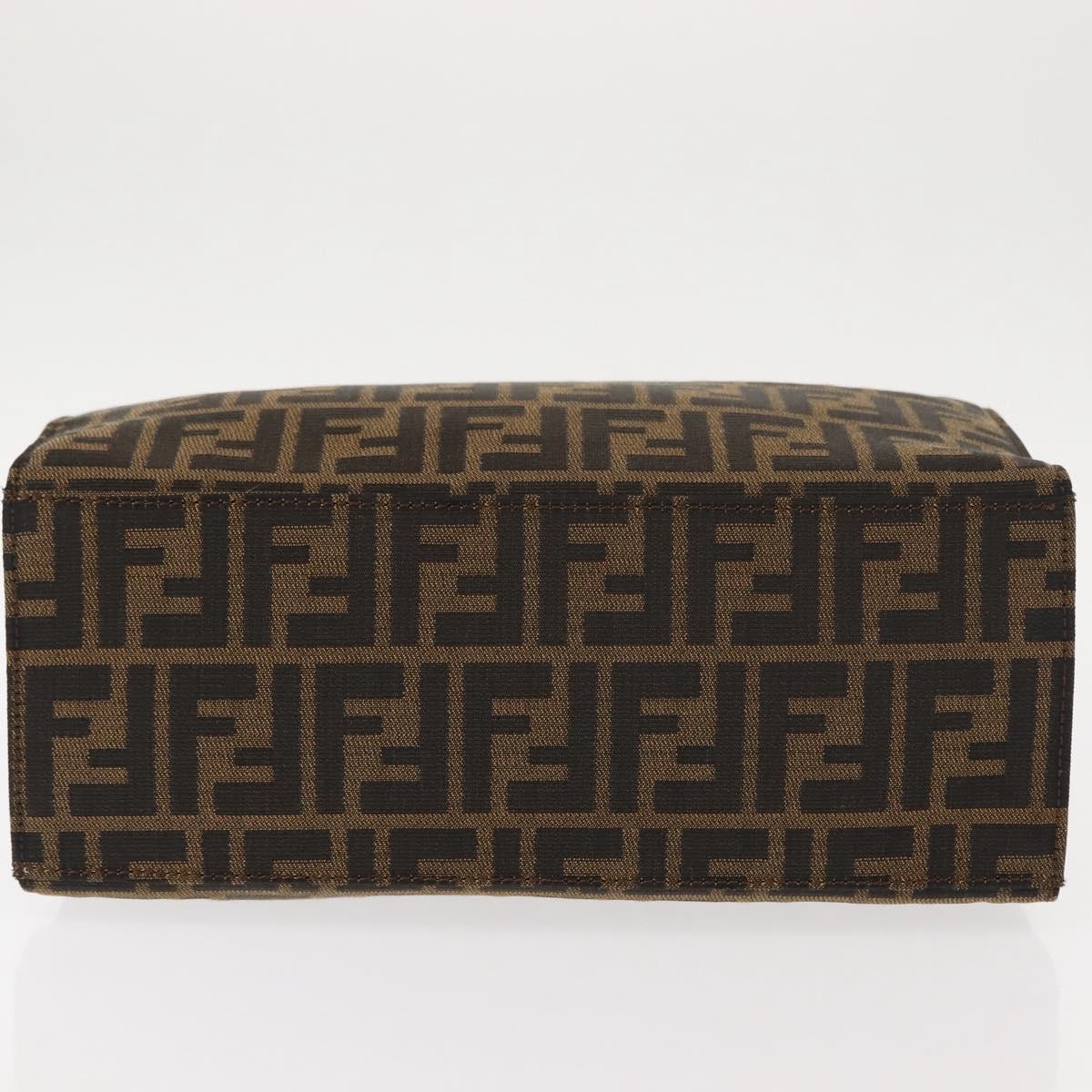 FENDI Zucca Canvas Mamma Baguette Tote Bag Black Silver Brown Auth 145493