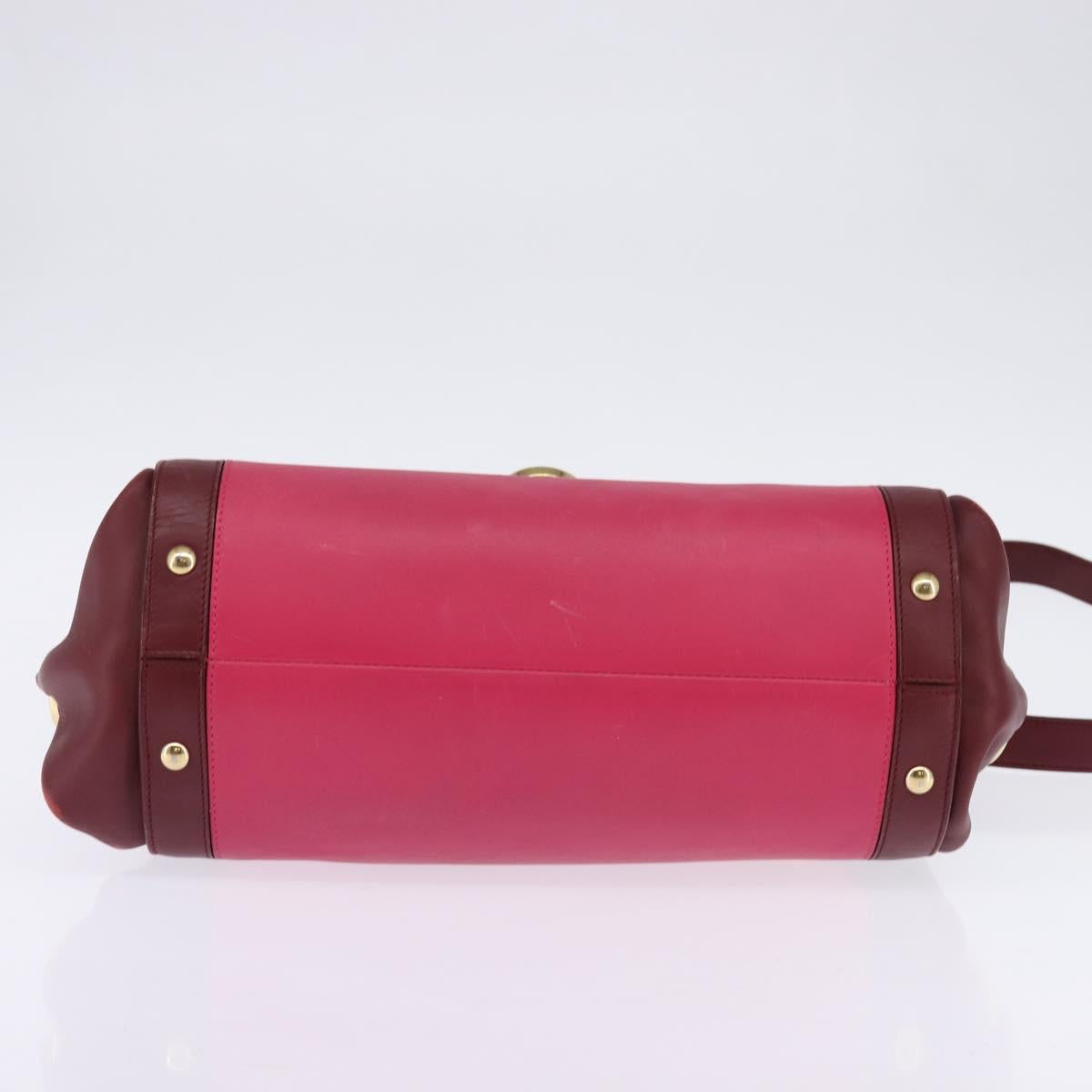 Salvatore Ferragamo Gancini Sofia Hand Bag Leather 2way Pink Gold Auth 145497