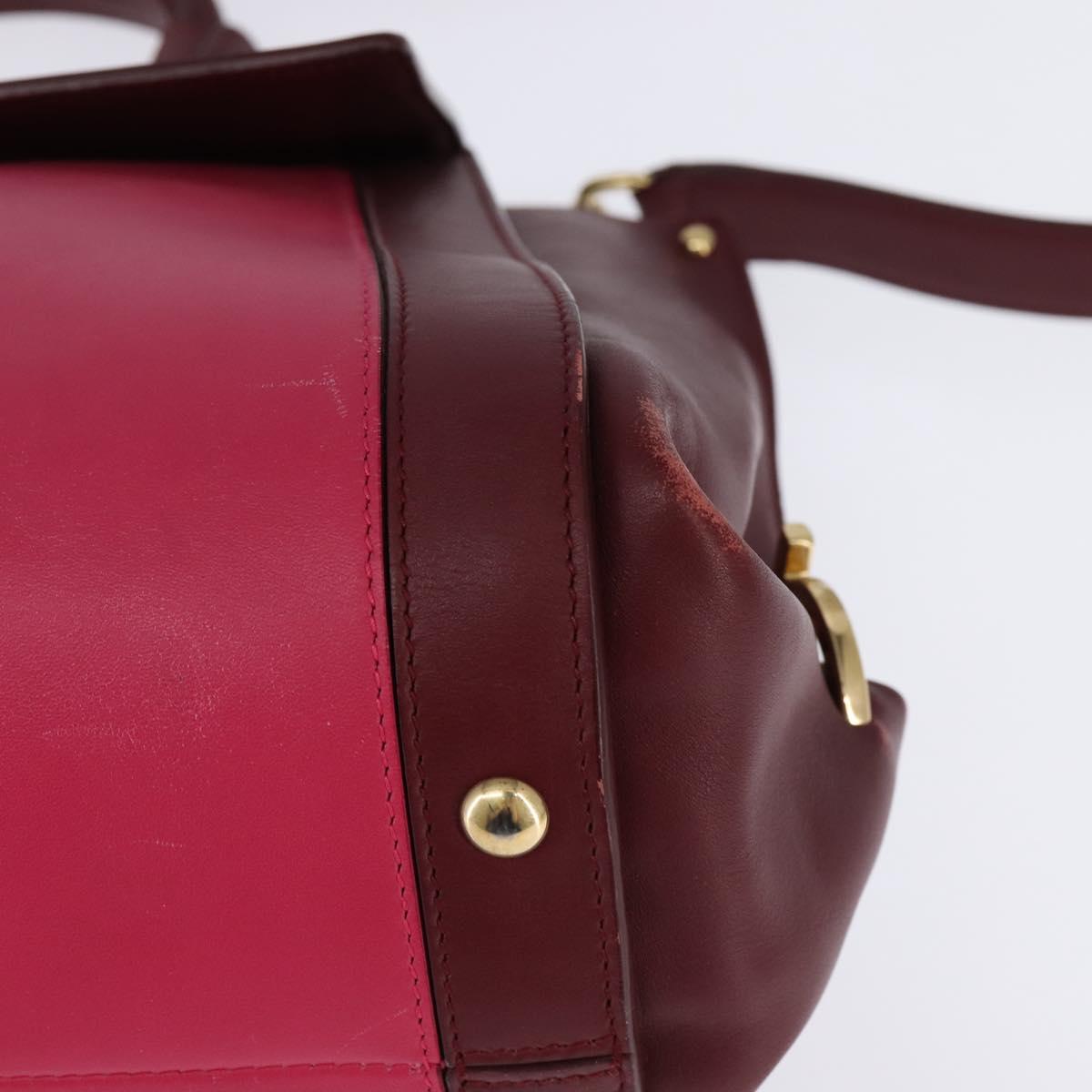 Salvatore Ferragamo Gancini Sofia Hand Bag Leather 2way Pink Gold Auth 145497