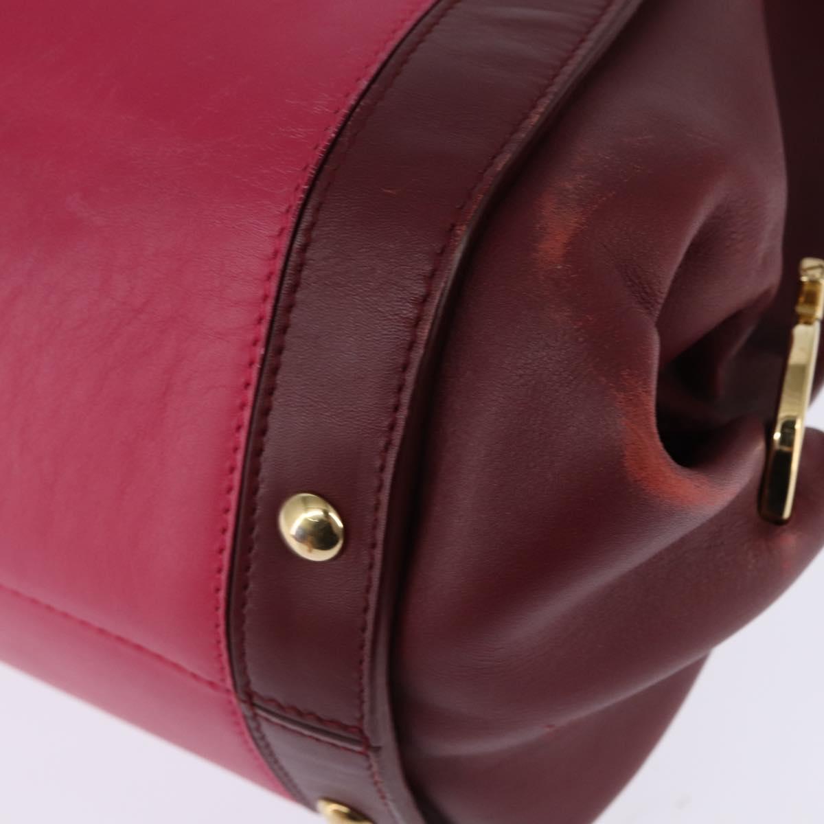 Salvatore Ferragamo Gancini Sofia Hand Bag Leather 2way Pink Gold Auth 145497