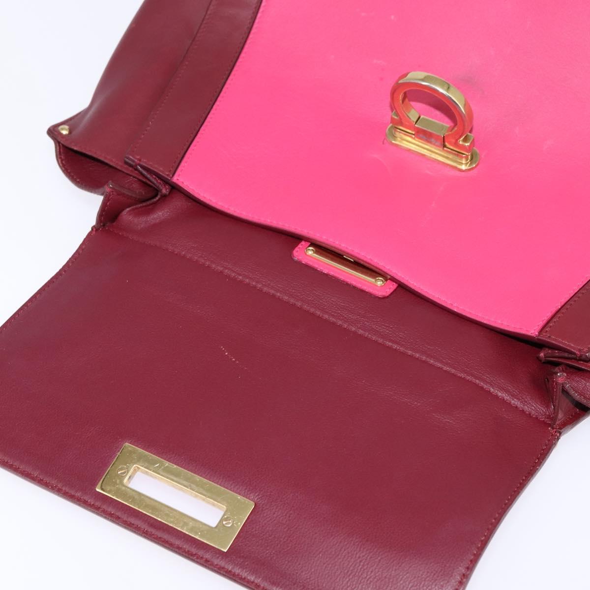 Salvatore Ferragamo Gancini Sofia Hand Bag Leather 2way Pink Gold Auth 145497