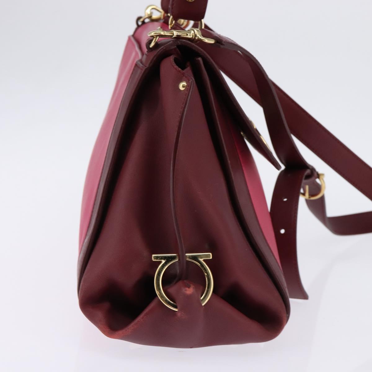 Salvatore Ferragamo Gancini Sofia Hand Bag Leather 2way Pink Gold Auth 145497