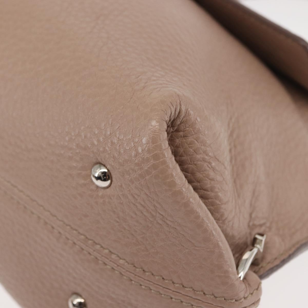 Salvatore Ferragamo Gancini Sophia Hand Bag Leather Beige Silver Auth 145498