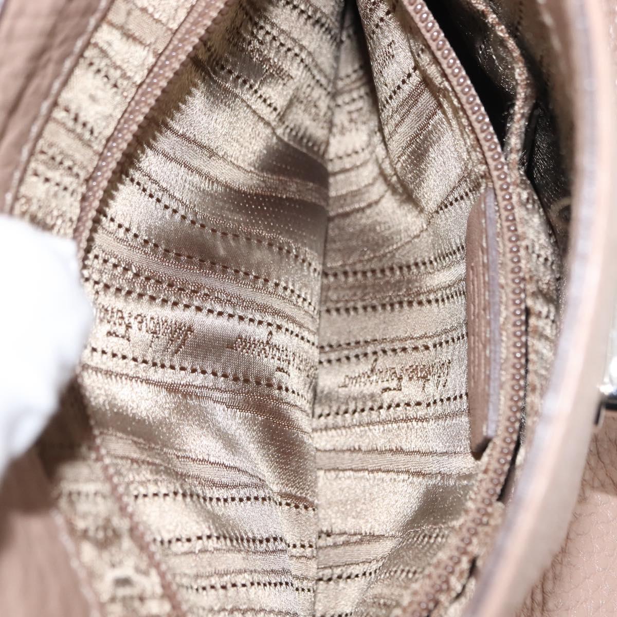 Salvatore Ferragamo Gancini Sophia Hand Bag Leather Beige Silver Auth 145498