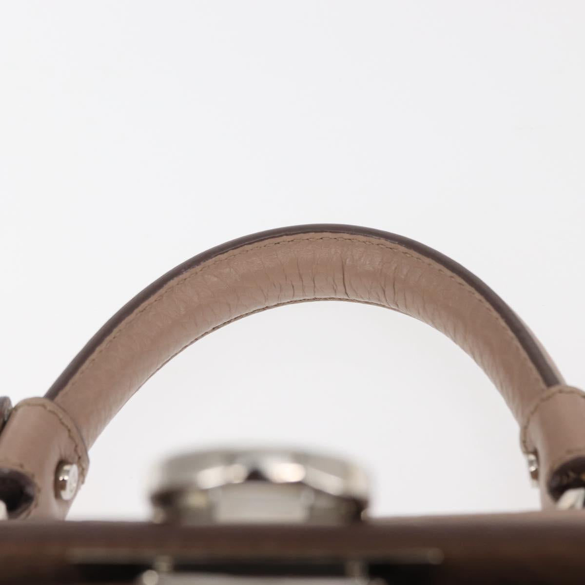 Salvatore Ferragamo Gancini Sophia Hand Bag Leather Beige Silver Auth 145498