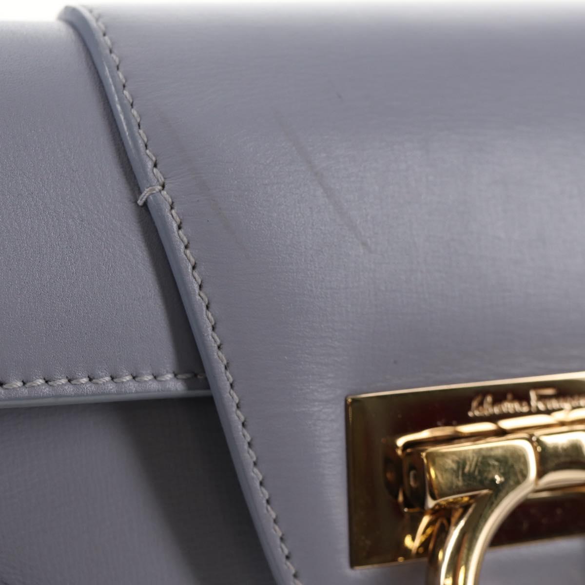 Salvatore Ferragamo Gancini Shoulder Bag Leather Purple Gold Auth 145499V