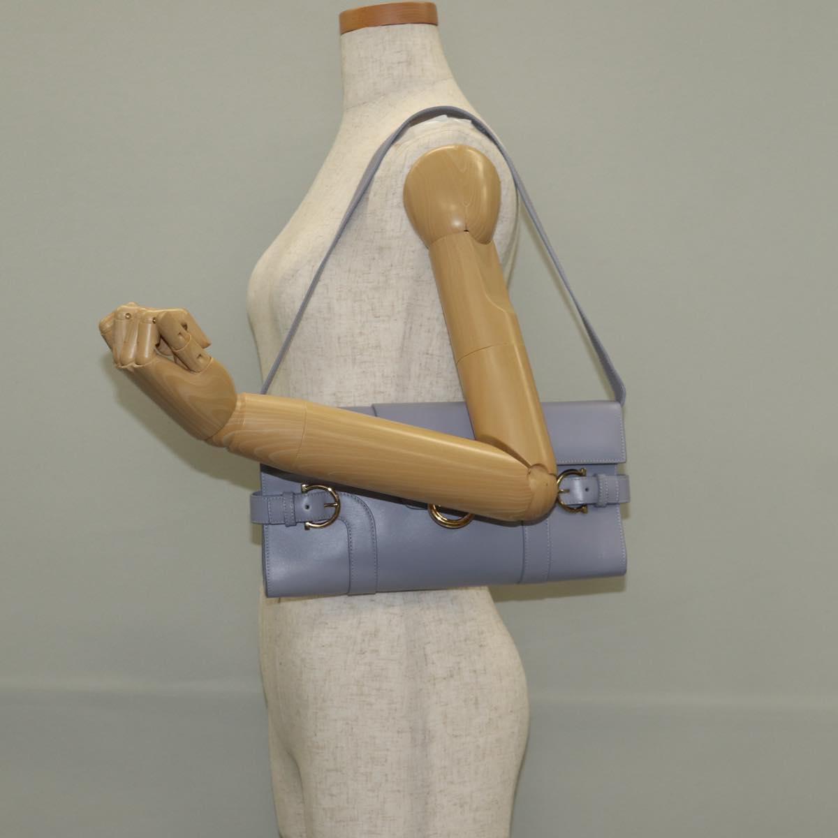 Salvatore Ferragamo Gancini Shoulder Bag Leather Purple Gold Auth 145499V