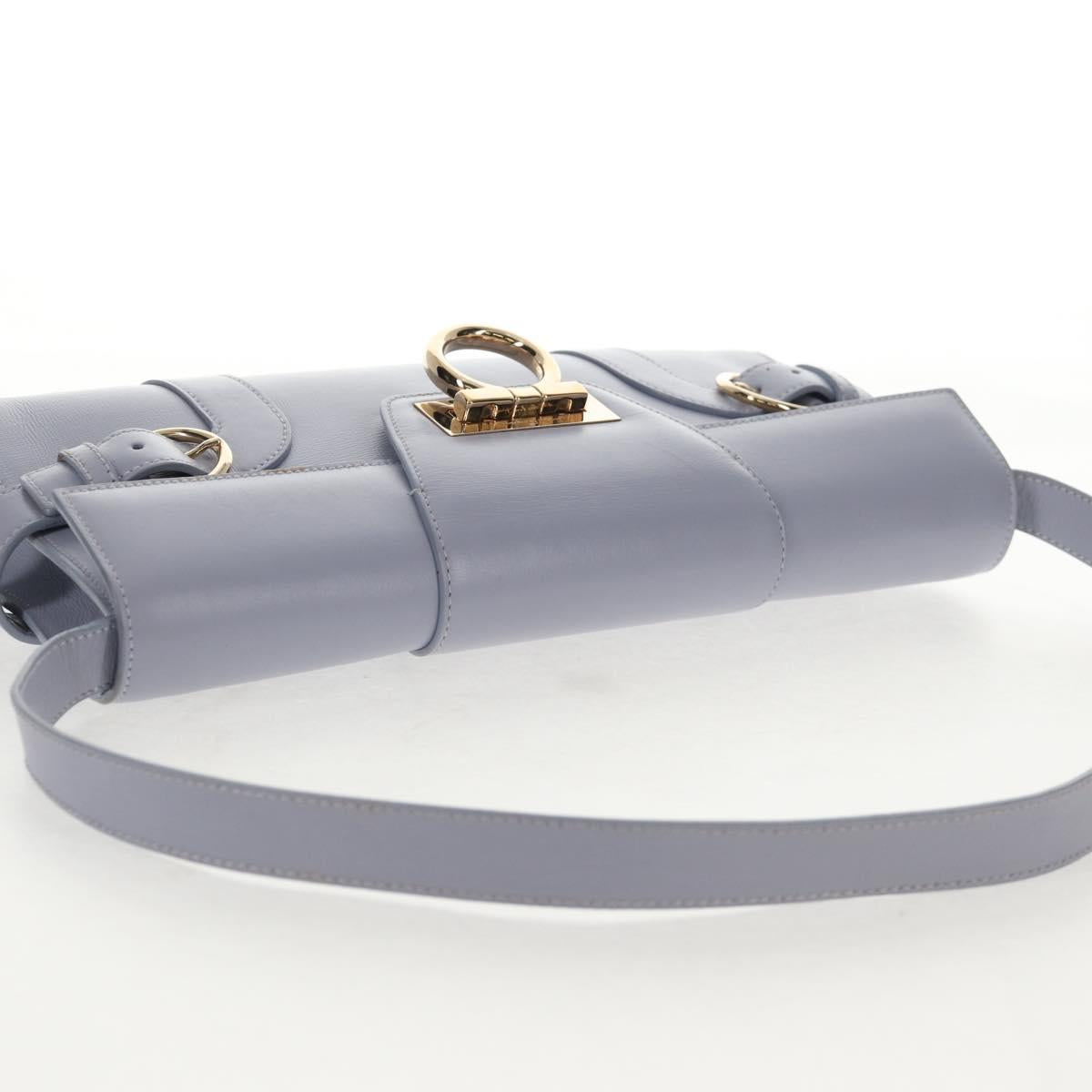 Salvatore Ferragamo Gancini Shoulder Bag Leather Purple Gold Auth 145499V