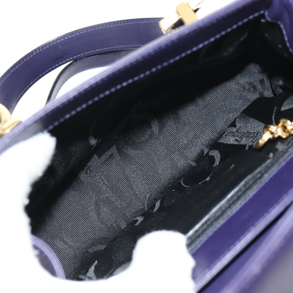 Salvatore Ferragamo Gancini Hand Bag Leather 2way Purple Gold Auth 145500V