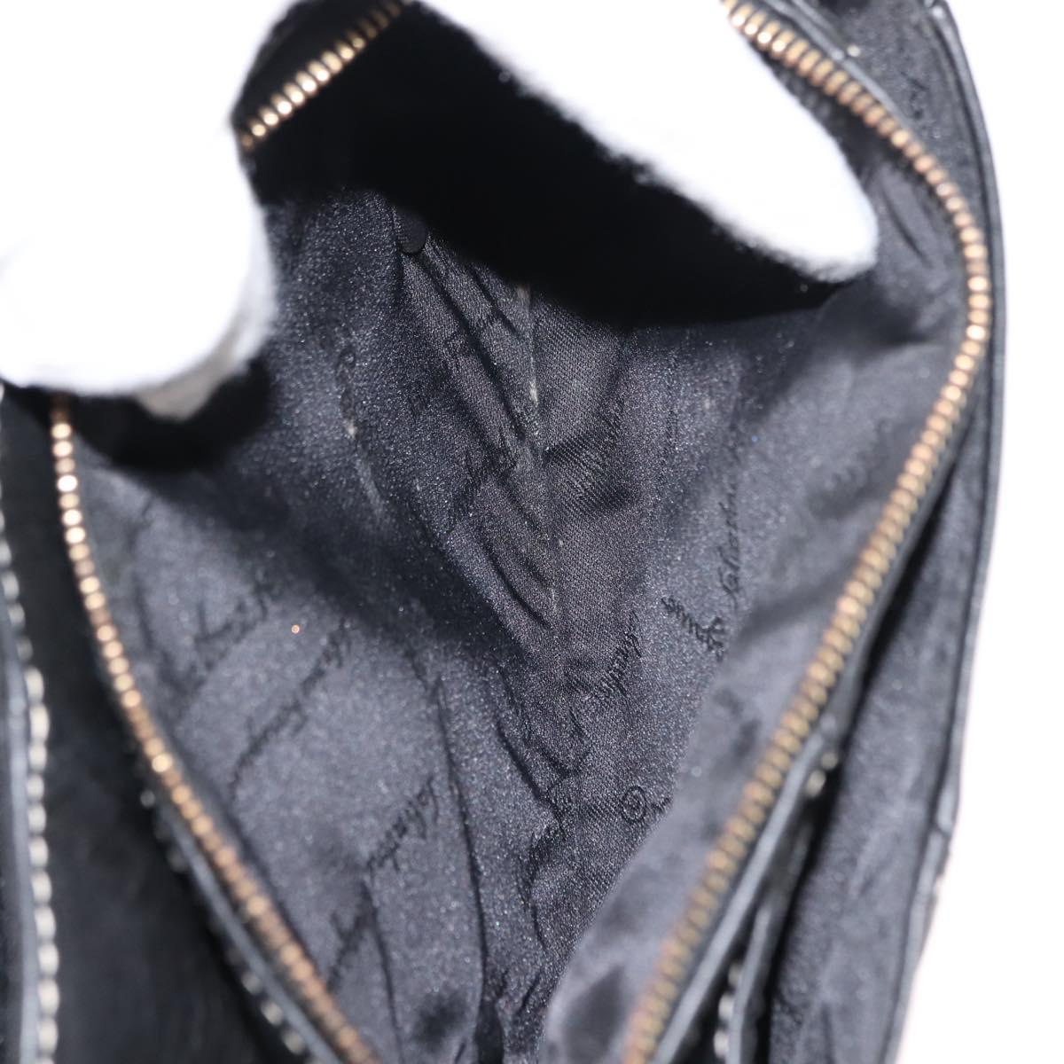 Salvatore Ferragamo Gancini Shoulder Bag Leather Black Gold Auth 145502