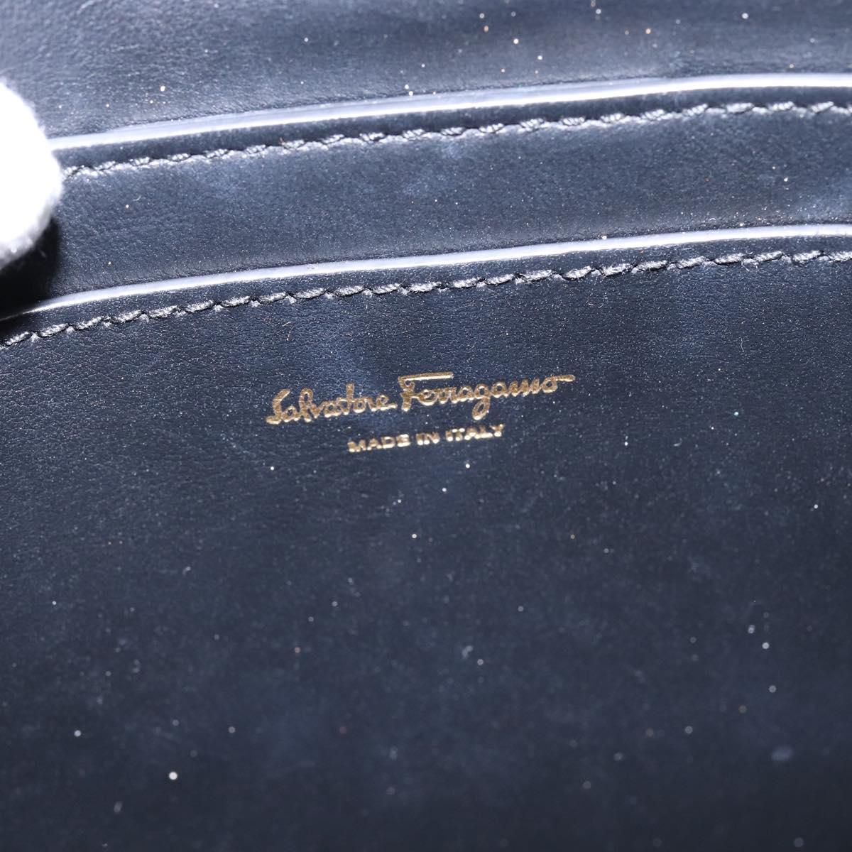 Salvatore Ferragamo Gancini Shoulder Bag Leather Black Gold Auth 145503