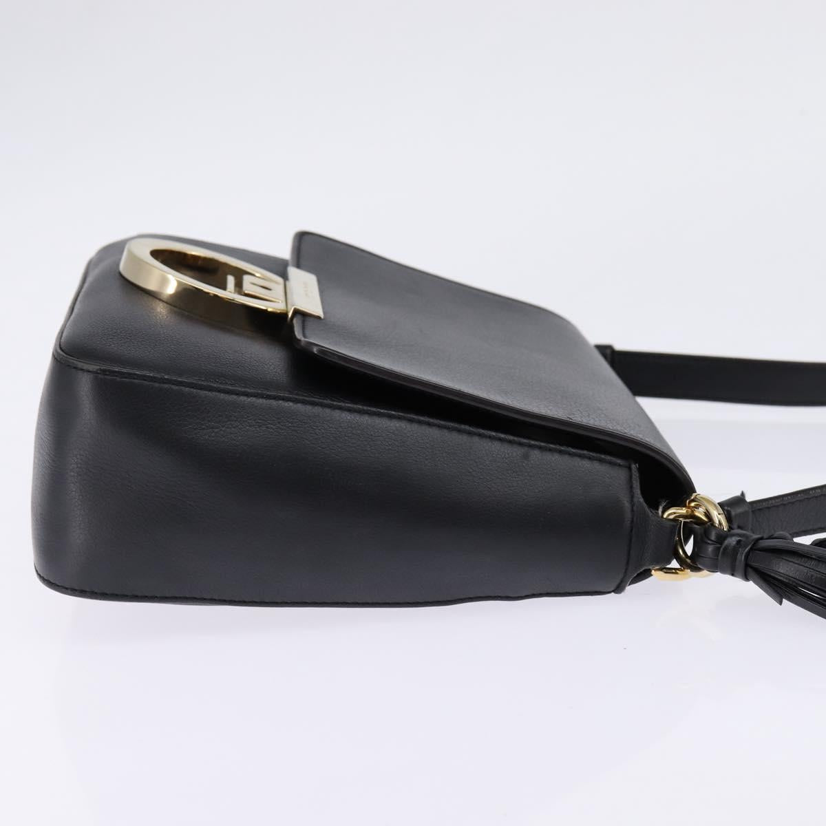 Salvatore Ferragamo Gancini Shoulder Bag Leather Black Gold Auth 145503
