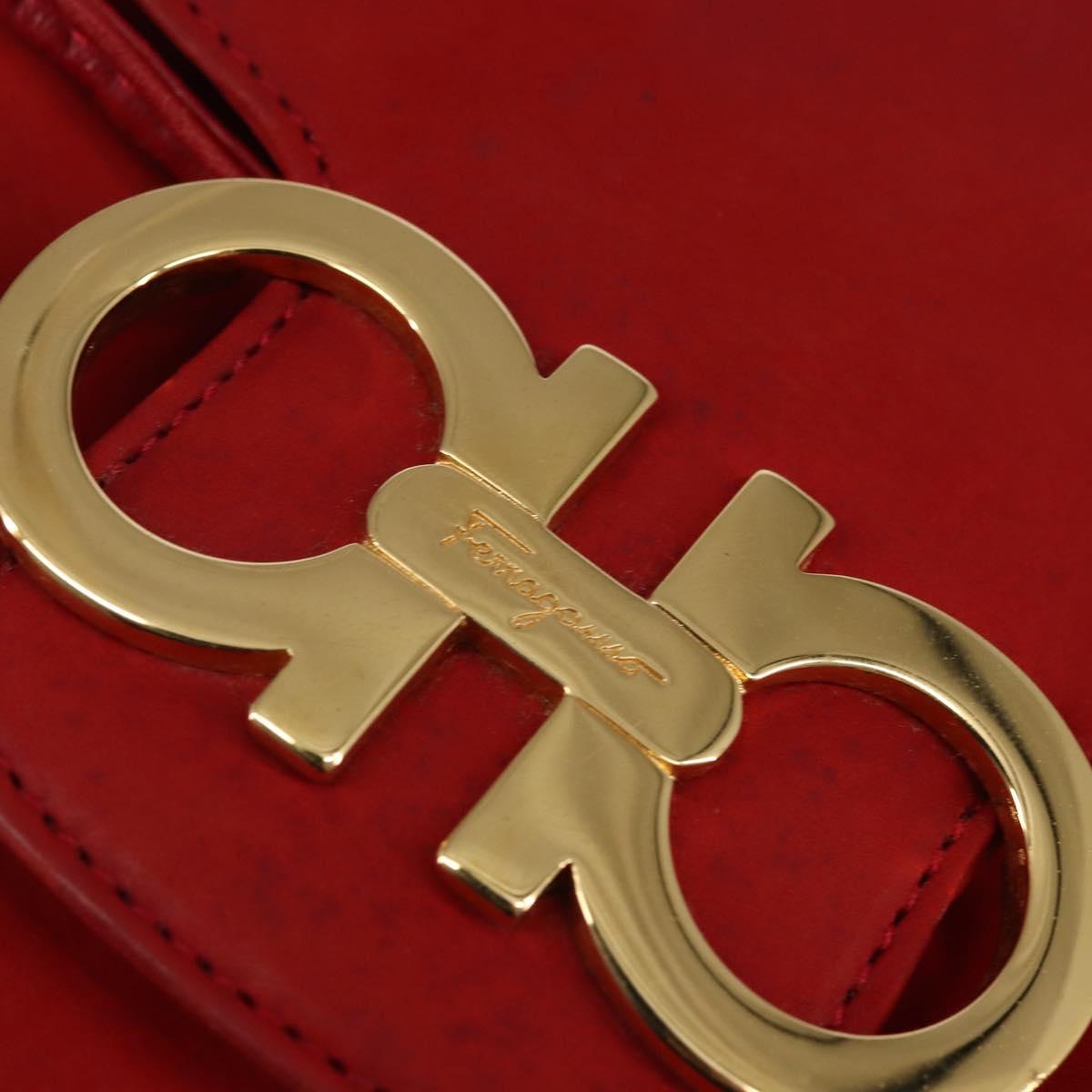 Salvatore Ferragamo Vala Backpack Leather Red Gold Auth 145505