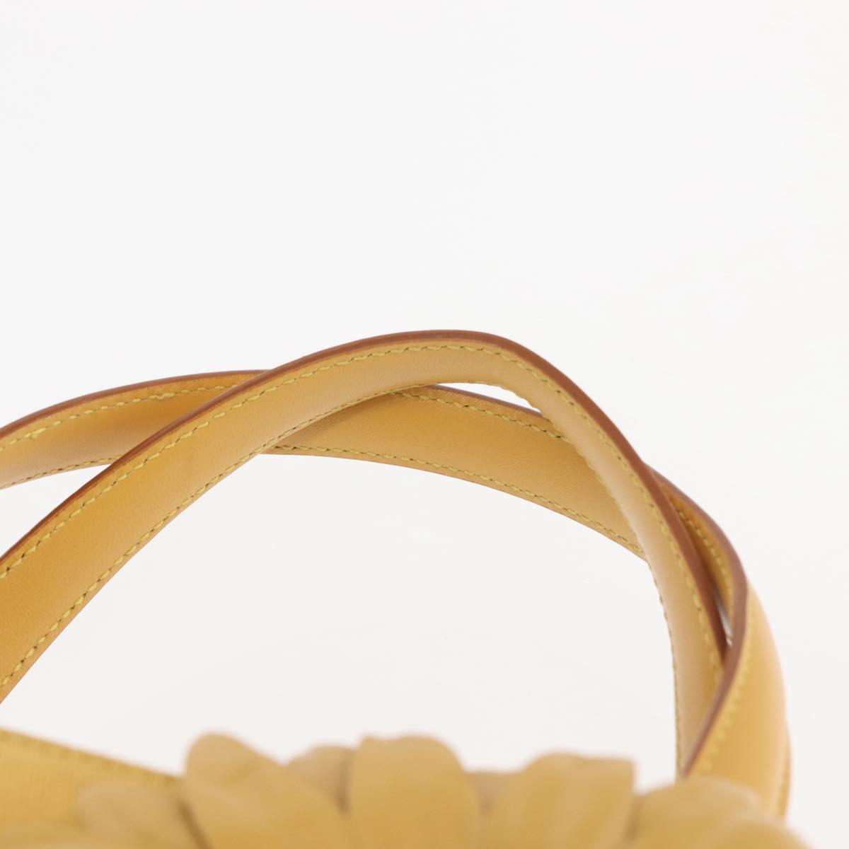 Salvatore Ferragamo Sunflower Hand Bag Canvas Leather Yellow Auth 145506