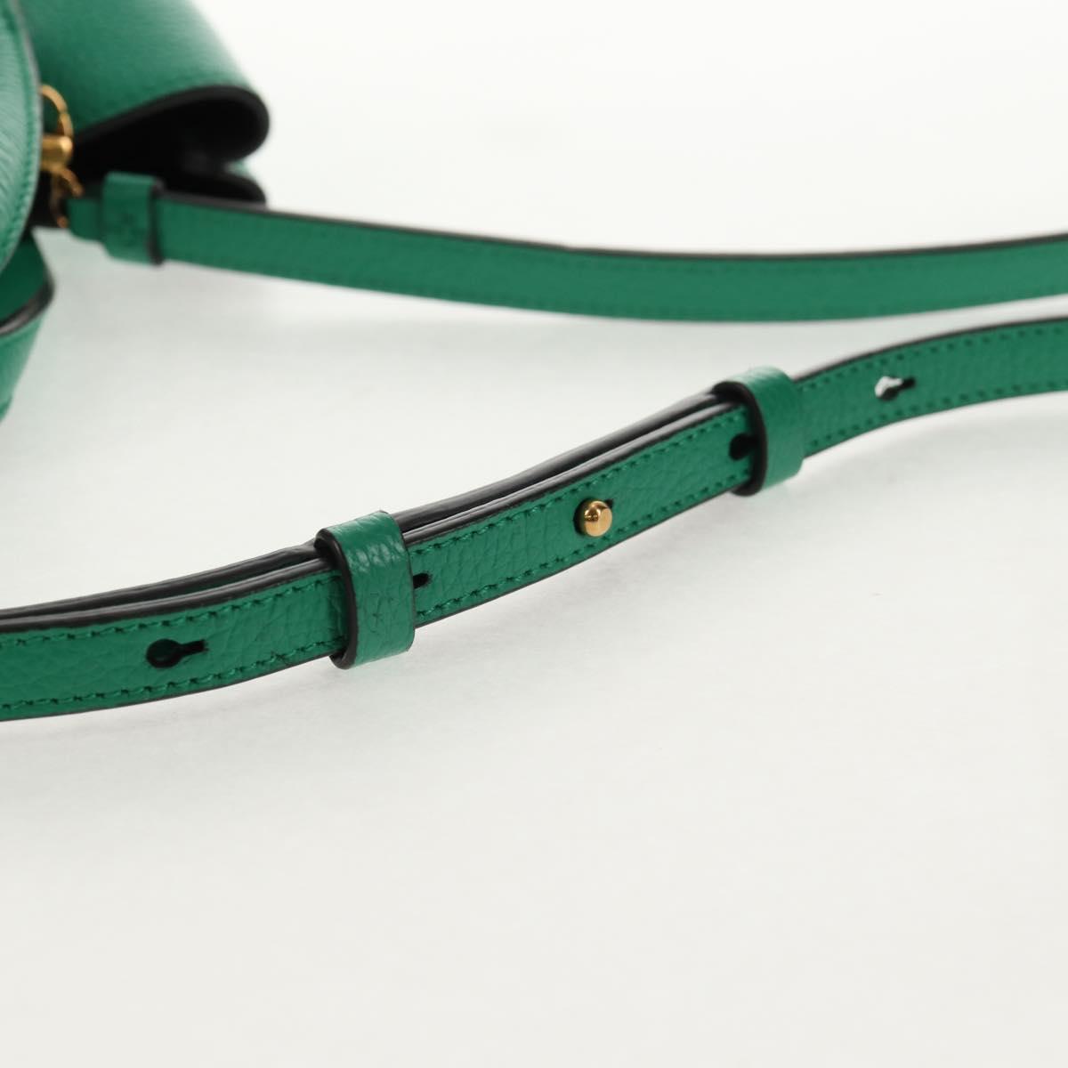 Salvatore Ferragamo Gancini Hand Bag Leather 2way Green Gold Auth 145509V