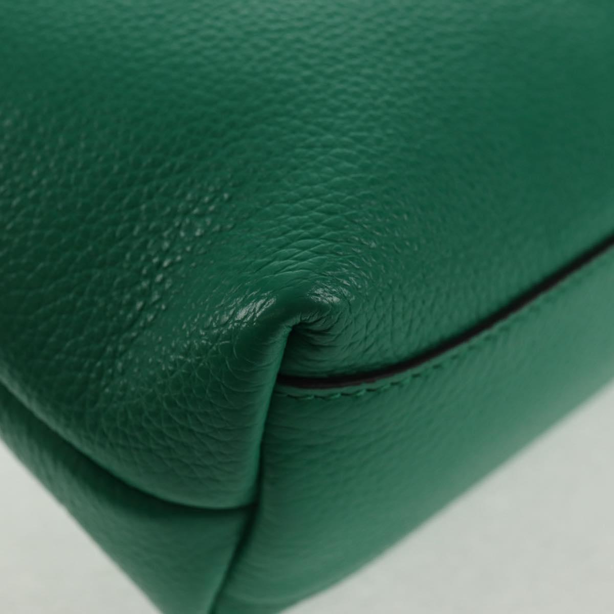 Salvatore Ferragamo Gancini Hand Bag Leather 2way Green Gold Auth 145509V