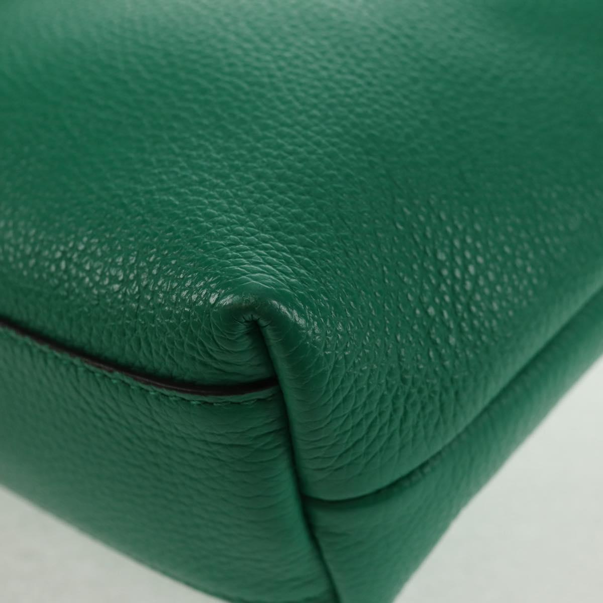 Salvatore Ferragamo Gancini Hand Bag Leather 2way Green Gold Auth 145509V