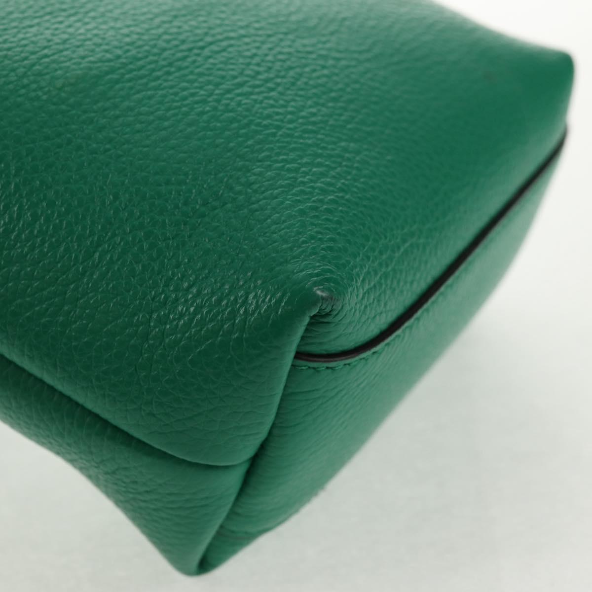 Salvatore Ferragamo Gancini Hand Bag Leather 2way Green Gold Auth 145509V