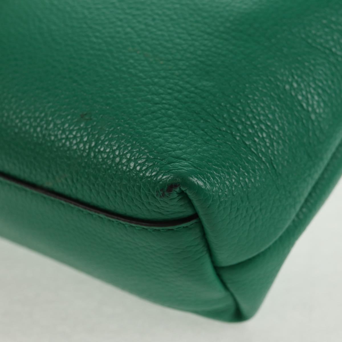 Salvatore Ferragamo Gancini Hand Bag Leather 2way Green Gold Auth 145509V