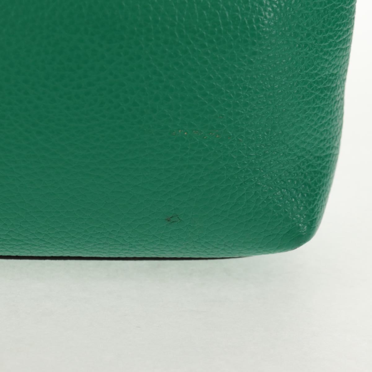 Salvatore Ferragamo Gancini Hand Bag Leather 2way Green Gold Auth 145509V