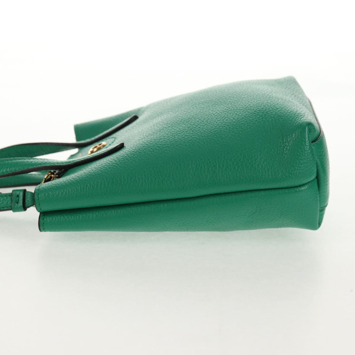 Salvatore Ferragamo Gancini Hand Bag Leather 2way Green Gold Auth 145509V