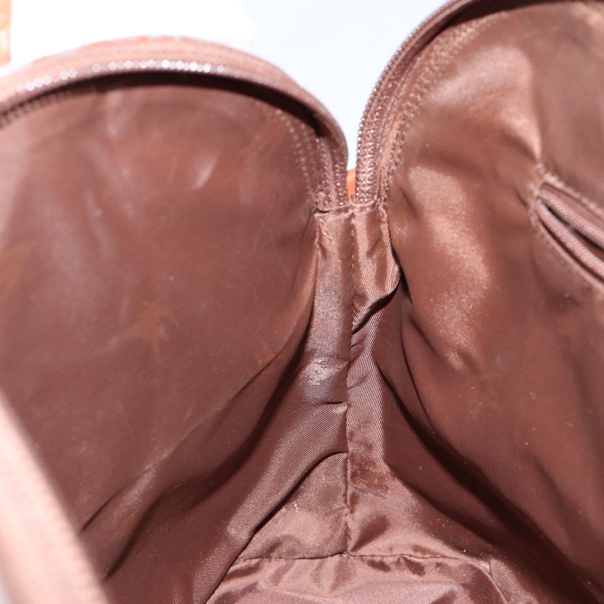 Burberrys Nova Check Hand Bag PVC Leather Green Gold Auth 145517