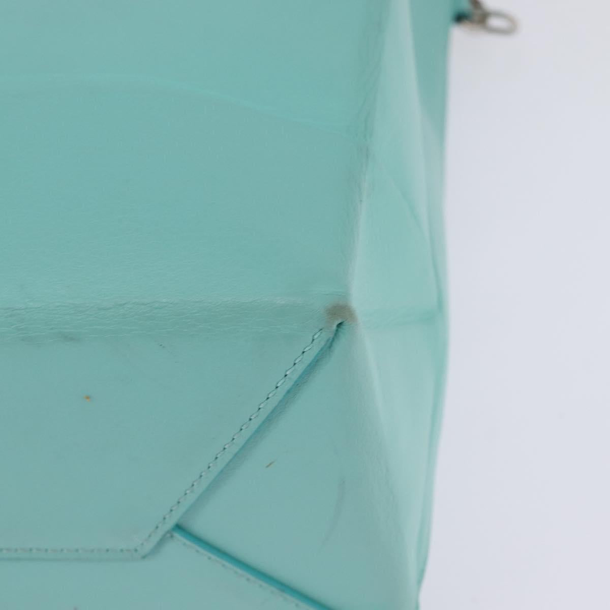 TIFFANY&Co. Hand Bag Leather 2way Turquoise Blue Silver Auth 145520