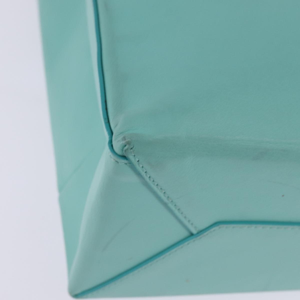 TIFFANY&Co. Hand Bag Leather 2way Turquoise Blue Silver Auth 145520