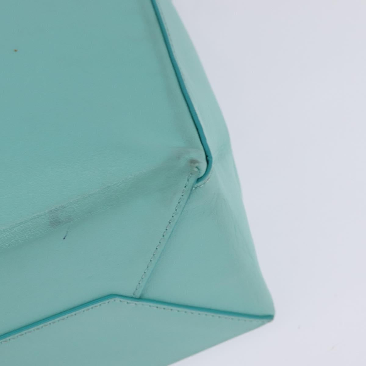 TIFFANY&Co. Hand Bag Leather 2way Turquoise Blue Silver Auth 145520