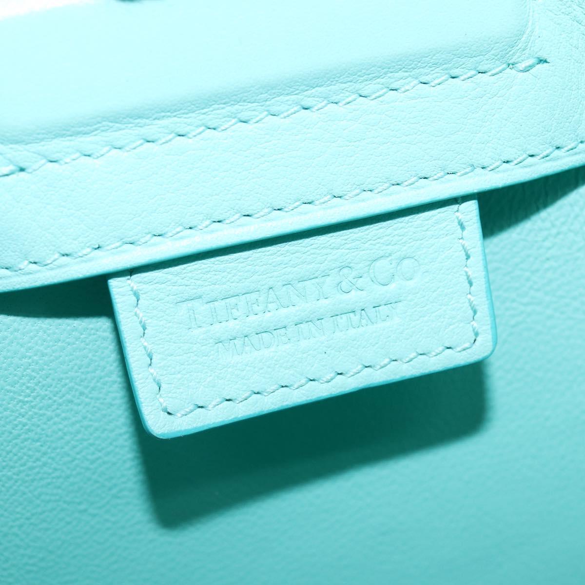 TIFFANY&Co. Hand Bag Leather 2way Turquoise Blue Silver Auth 145520