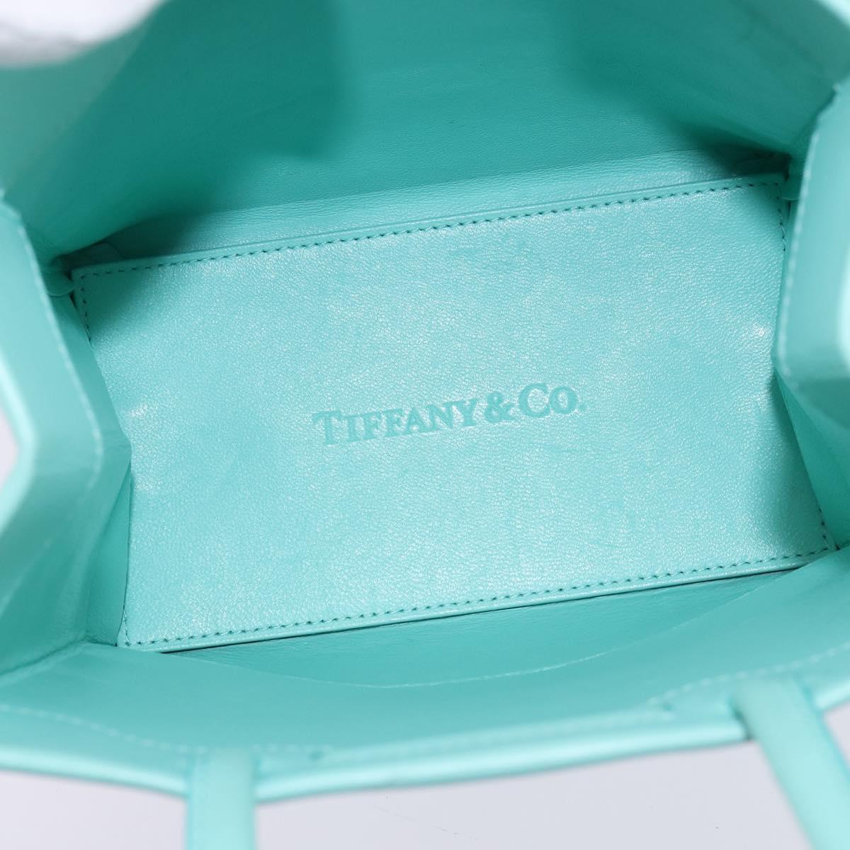 TIFFANY&Co. Hand Bag Leather 2way Turquoise Blue Silver Auth 145520