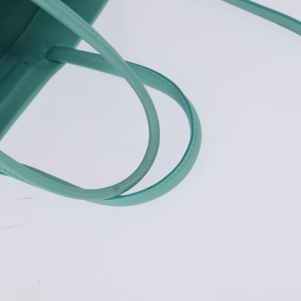 TIFFANY&Co. Hand Bag Leather 2way Turquoise Blue Silver Auth 145520