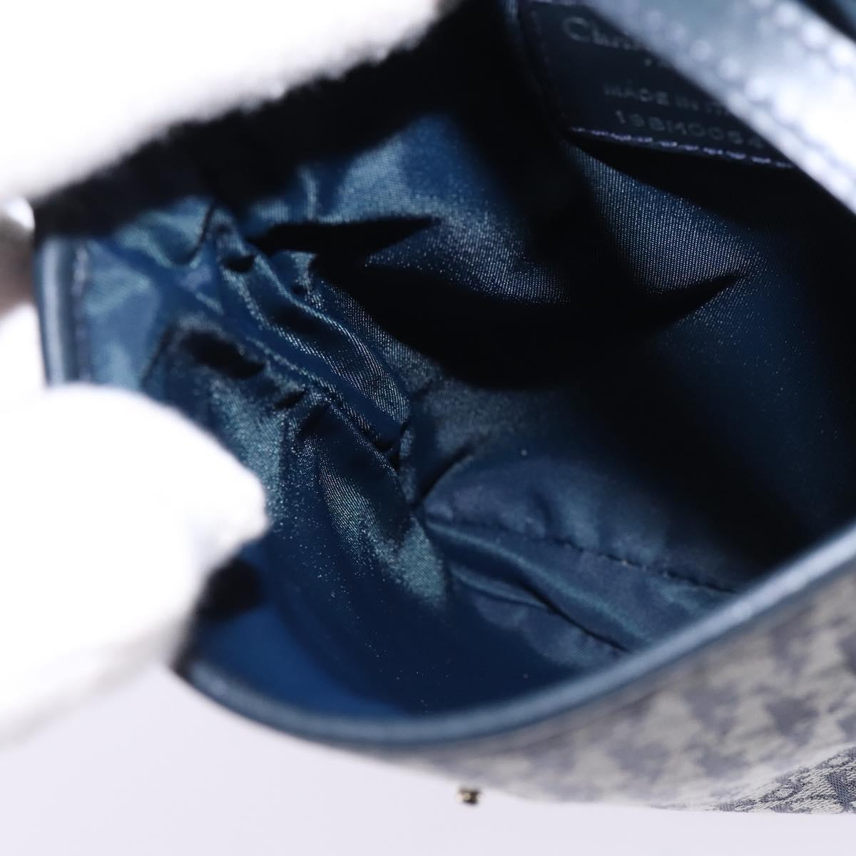 Christian Dior Trotter Canvas Shoulder Bag Navy Silver Auth 145522