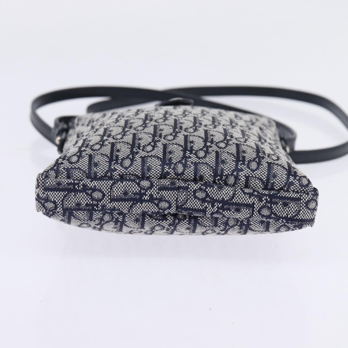 Christian Dior Trotter Canvas Shoulder Bag Navy Silver Auth 145522