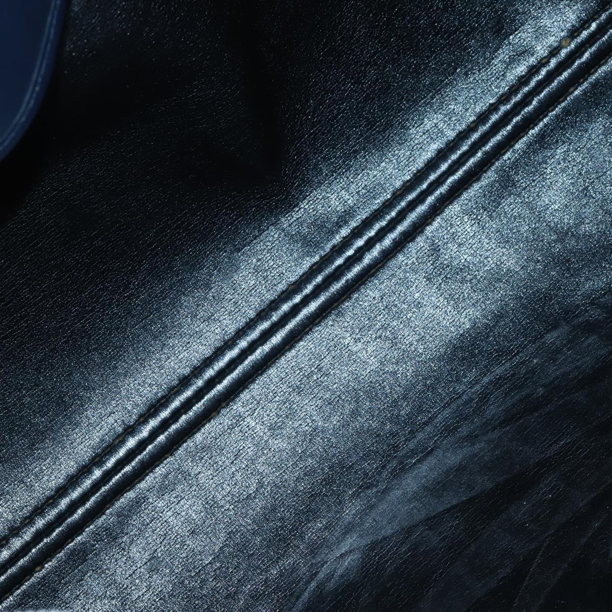 Christian Dior Trotter Canvas Boston Bag Navy Silver Auth 145523