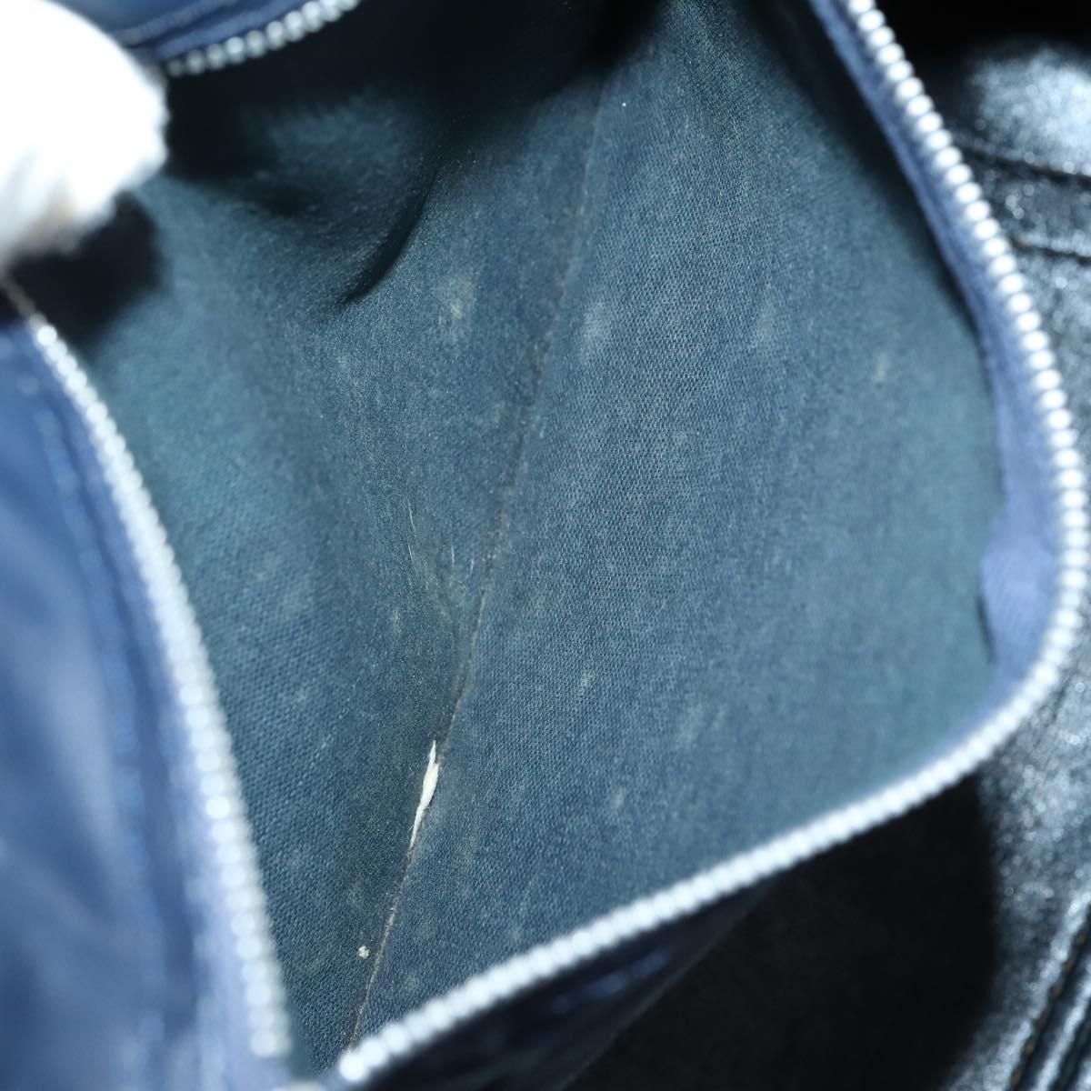 Christian Dior Trotter Canvas Boston Bag Navy Silver Auth 145523