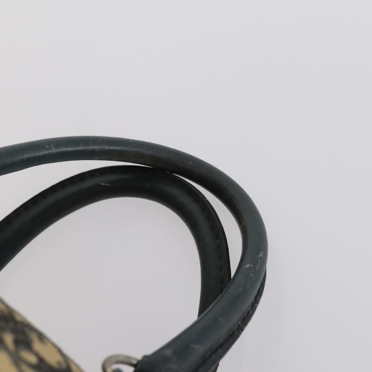 Christian Dior Trotter Canvas Boston Bag Navy Silver Auth 145523