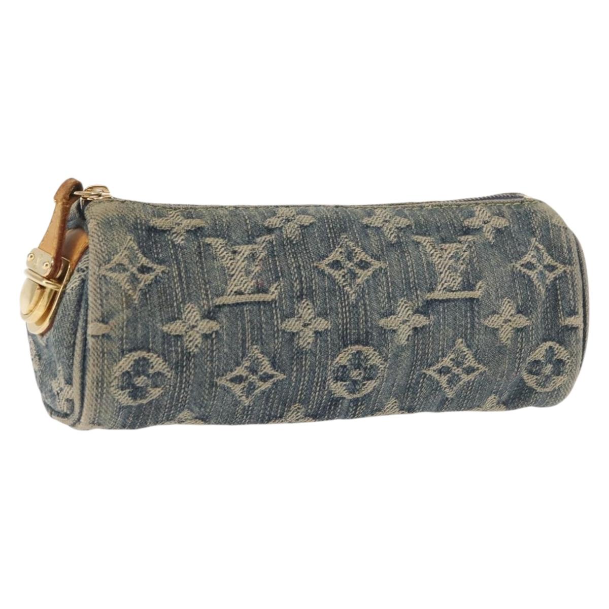 LOUIS VUITTON Monogram Denim Trousse Speedy GM Pouch Blue M95081 LV Auth 145538