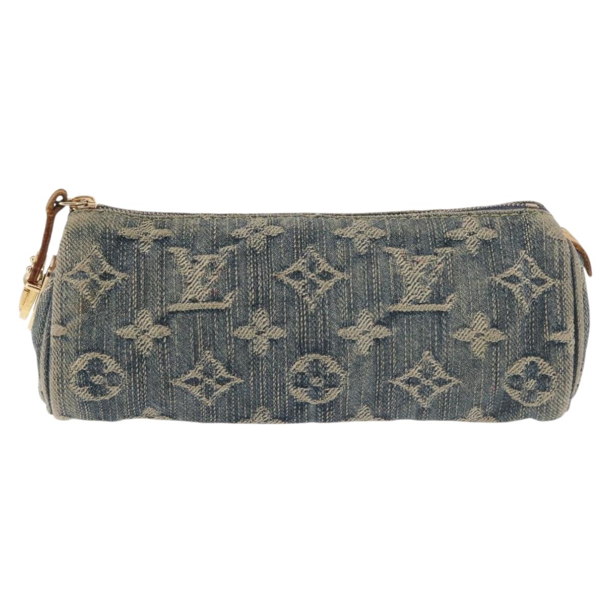 LOUIS VUITTON Monogram Denim Trousse Speedy GM Pouch Blue M95081 LV Auth 145538
