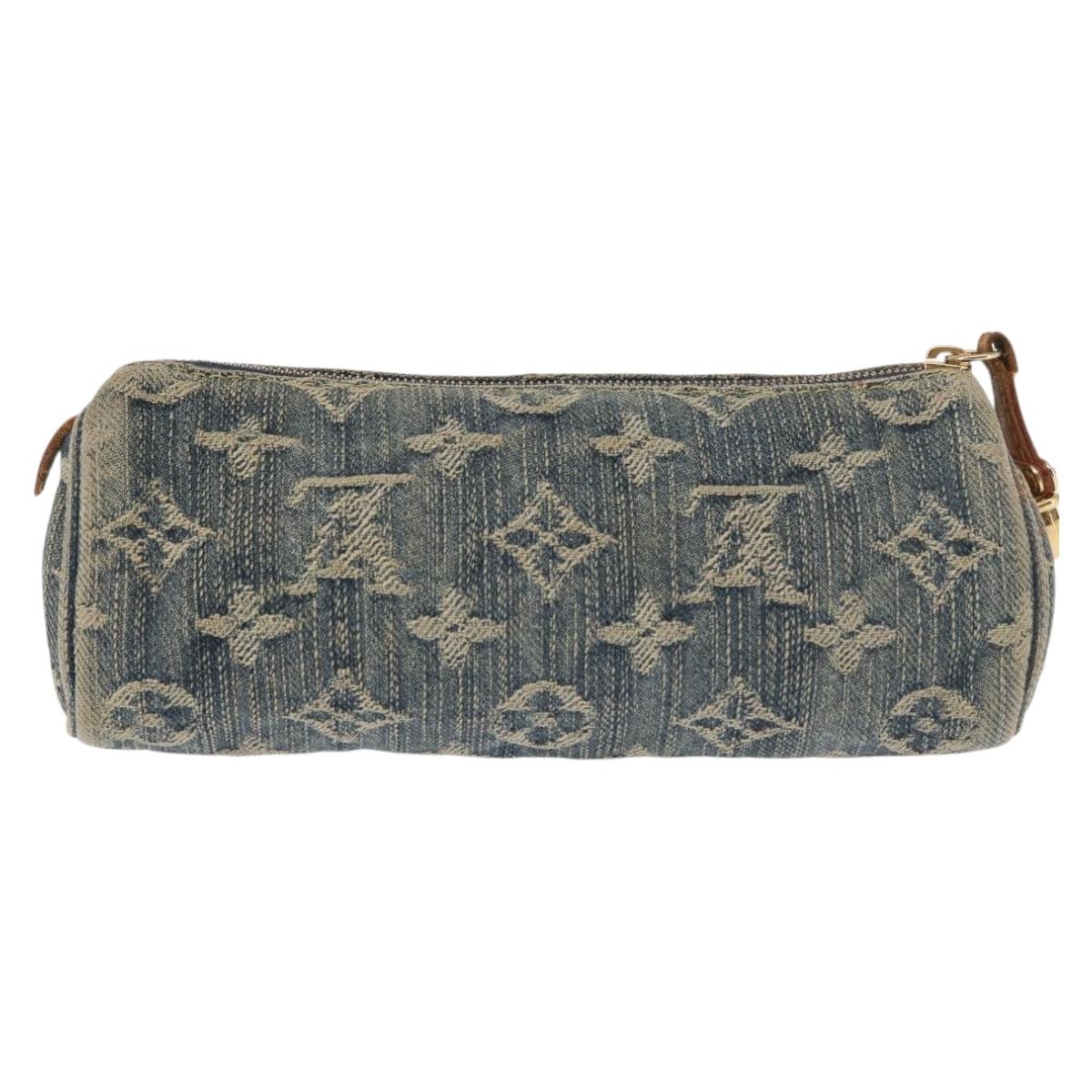 LOUIS VUITTON Monogram Denim Trousse Speedy GM Pouch Blue M95081 LV Auth 145538