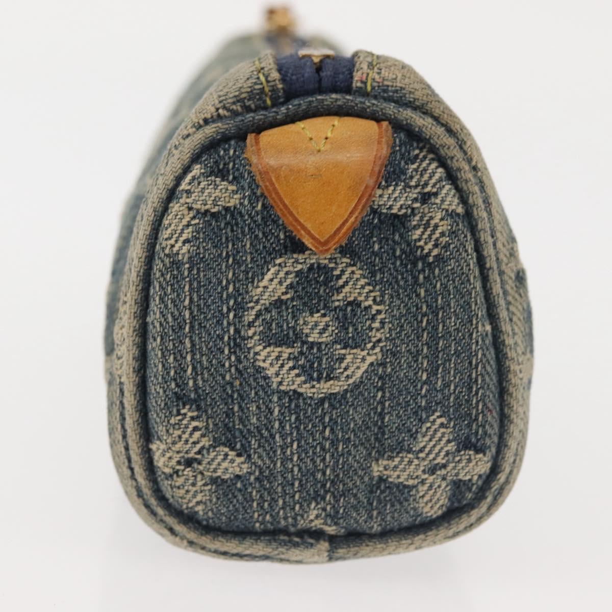 LOUIS VUITTON Monogram Denim Trousse Speedy GM Pouch Blue M95081 LV Auth 145538