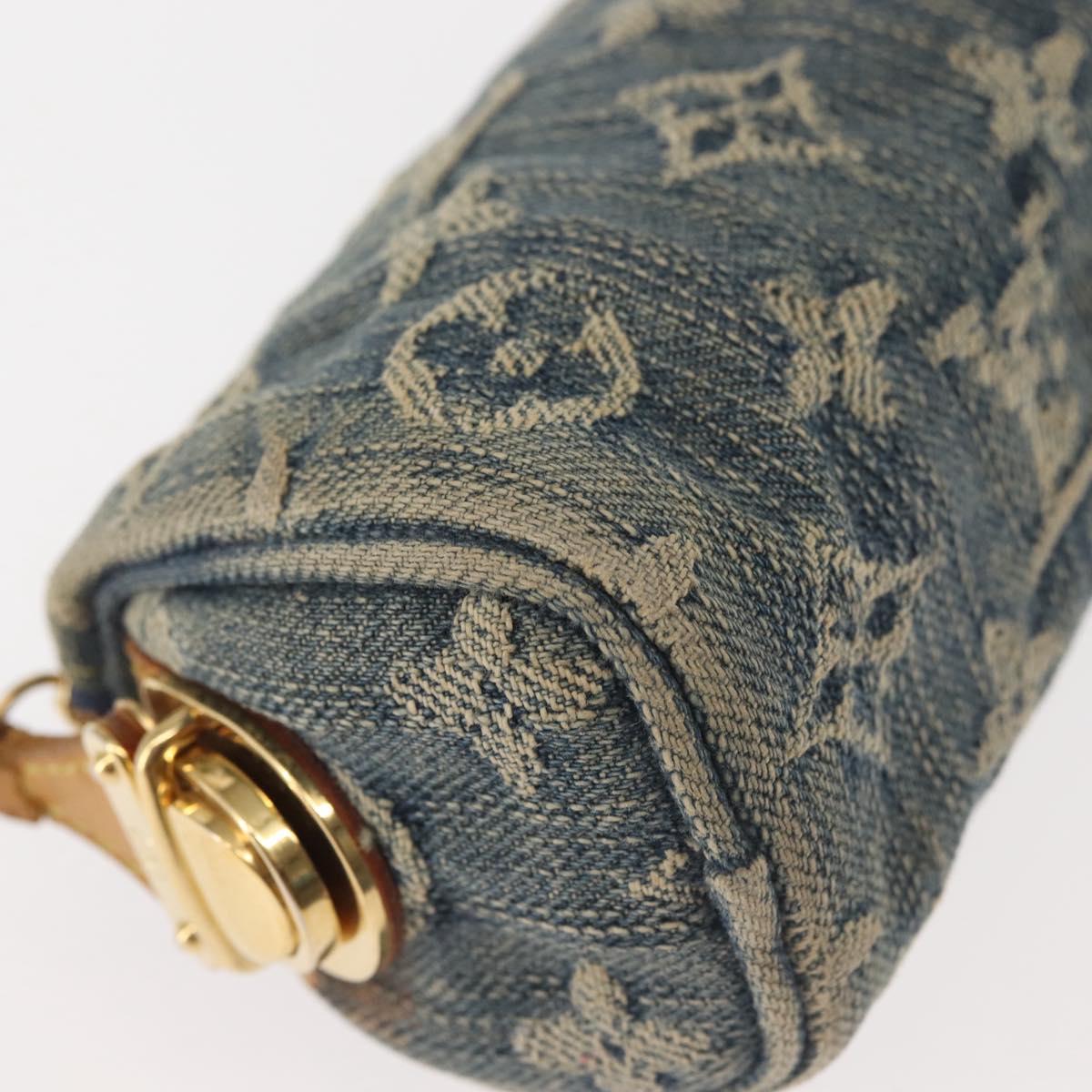LOUIS VUITTON Monogram Denim Trousse Speedy GM Pouch Blue M95081 LV Auth 145538