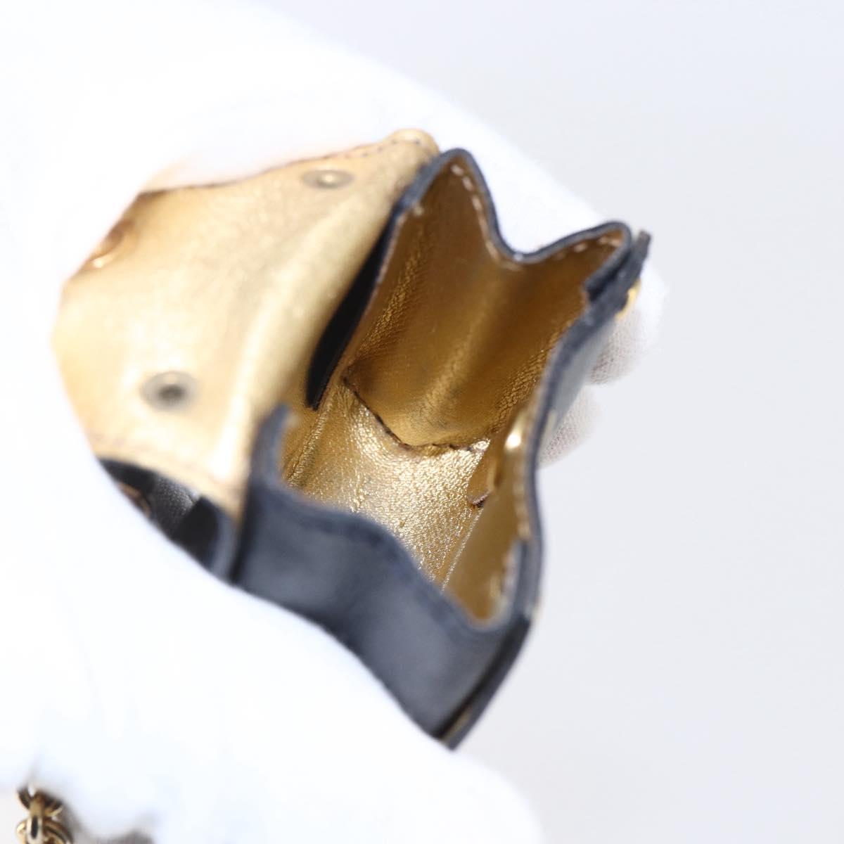 Salvatore Ferragamo Gancini Charm Leather Navy Gold Auth 145546