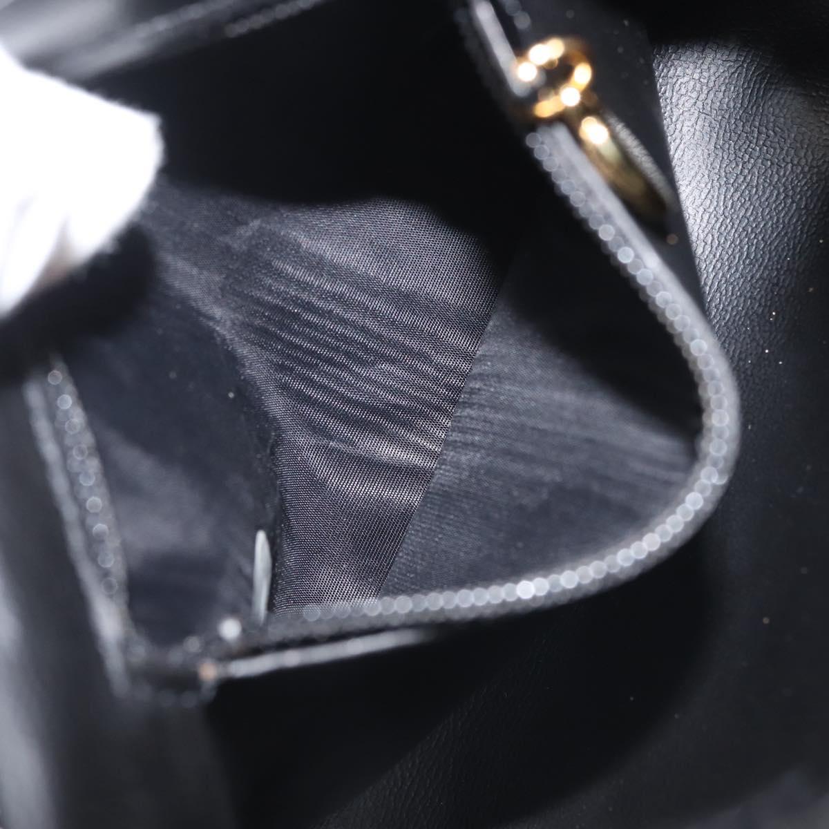 CHANEL Pouch Enamel Black Gold CC Auth 145547