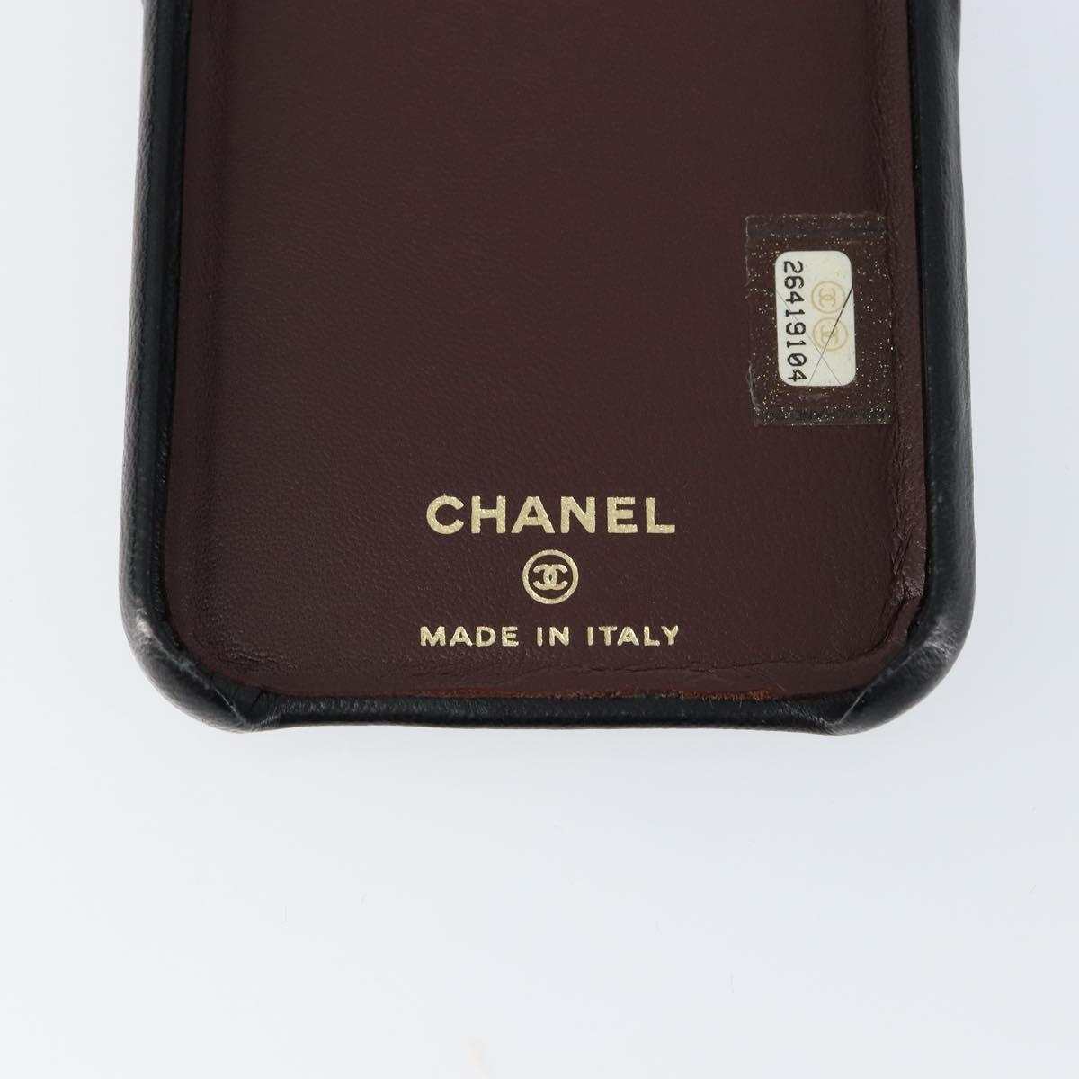 CHANEL Matelasse iPhone Case Lamb Skin Black CC Auth 145550
