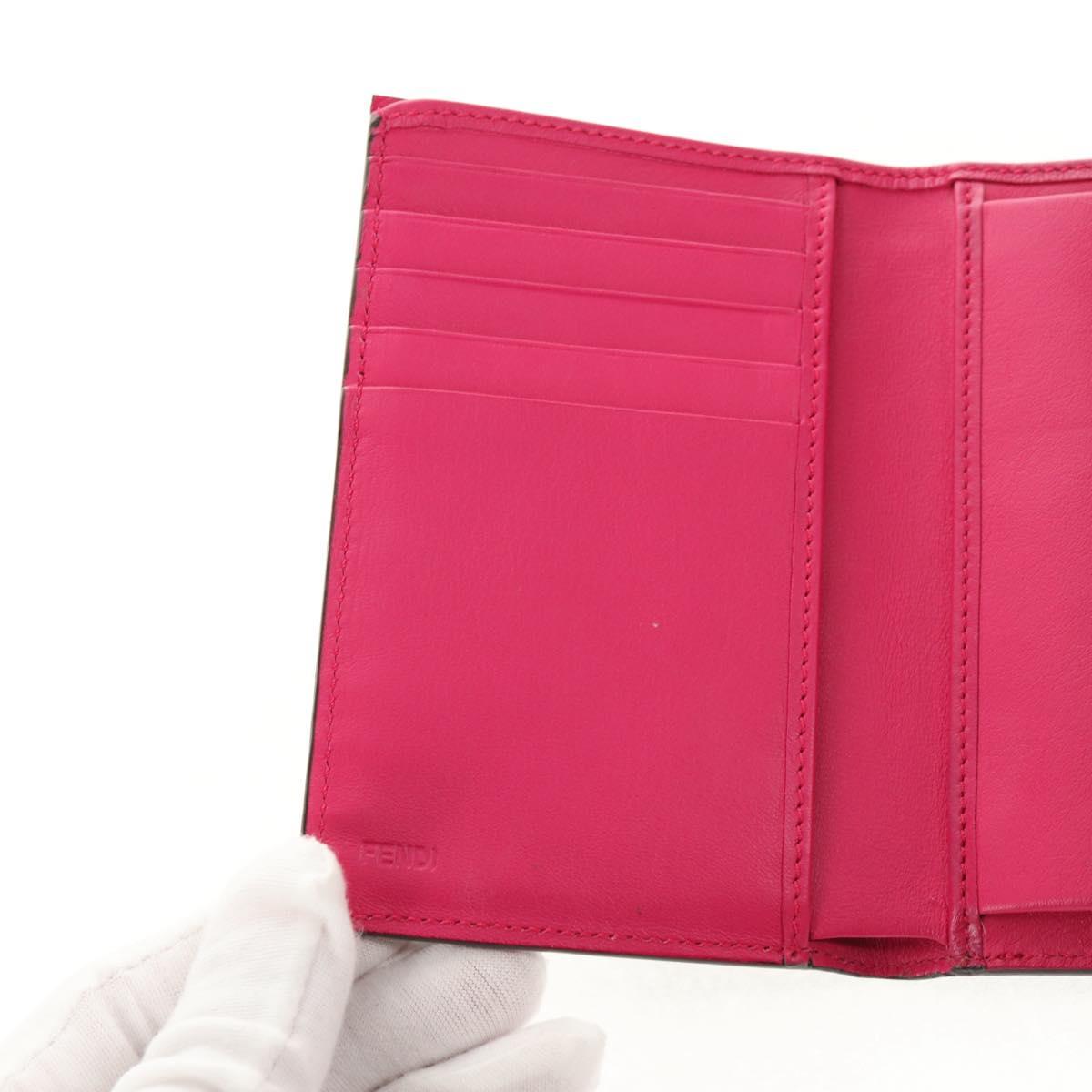 FENDI Zucca Canvas Trifold Wallet Multicolor Gold Auth 145553V