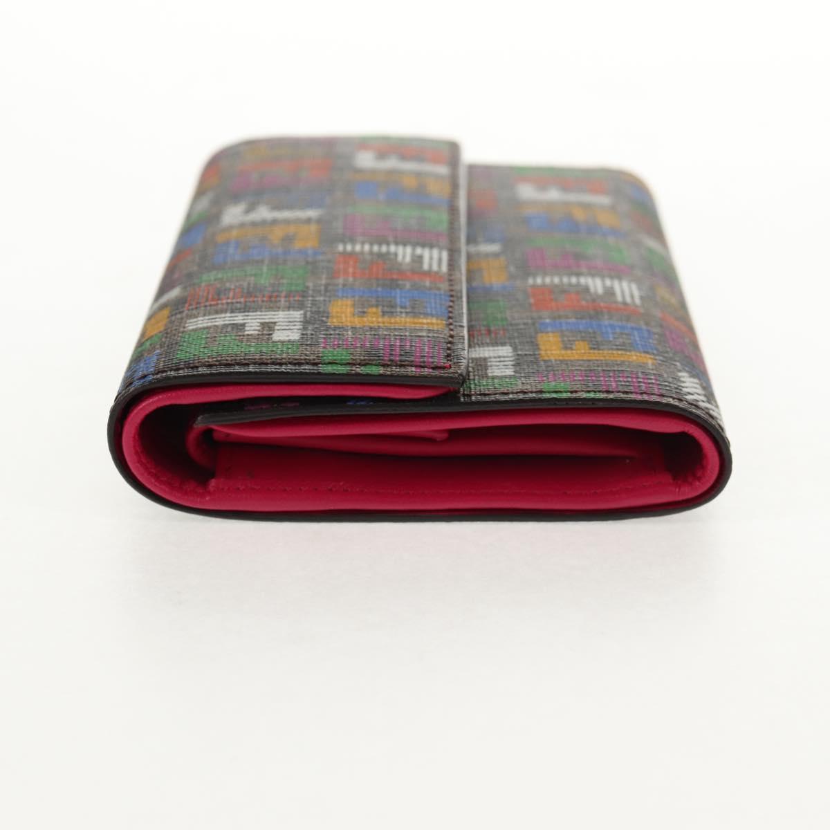 FENDI Zucca Canvas Trifold Wallet Multicolor Gold Auth 145553V