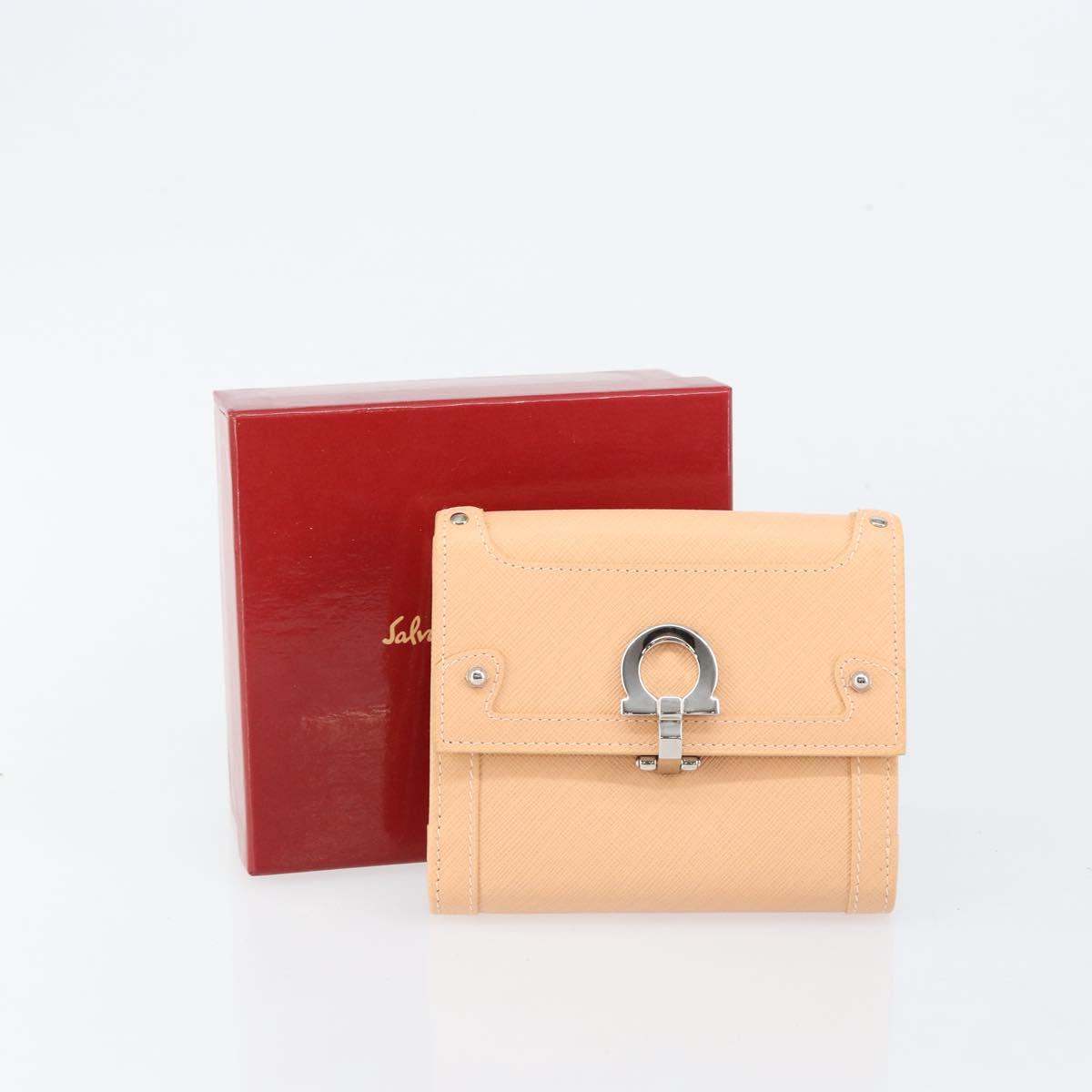 Salvatore Ferragamo Gancini Bifold Wallet Leather Pink Auth 145554