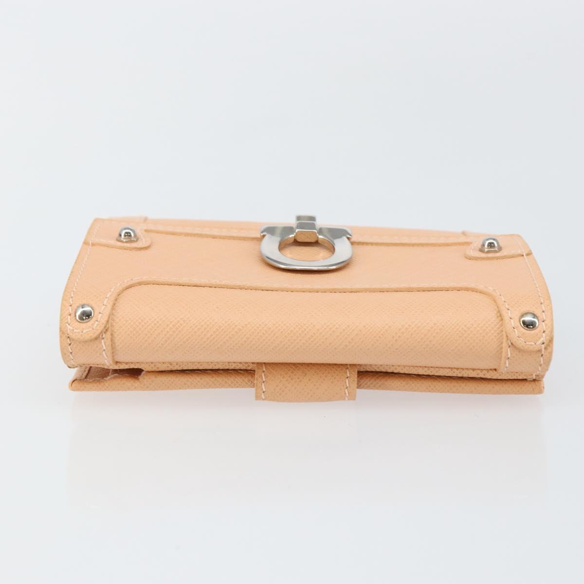Salvatore Ferragamo Gancini Bifold Wallet Leather Pink Auth 145554