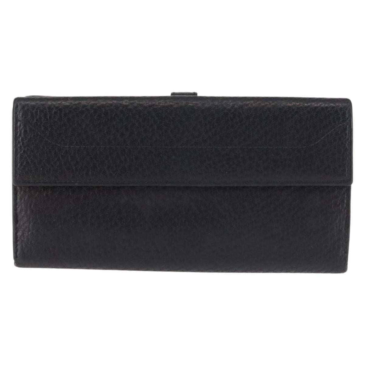 GUCCI New Jackie Long Wallet Leather Black Gold 141430 Auth 145555